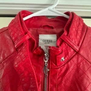 Guess red leather jacket